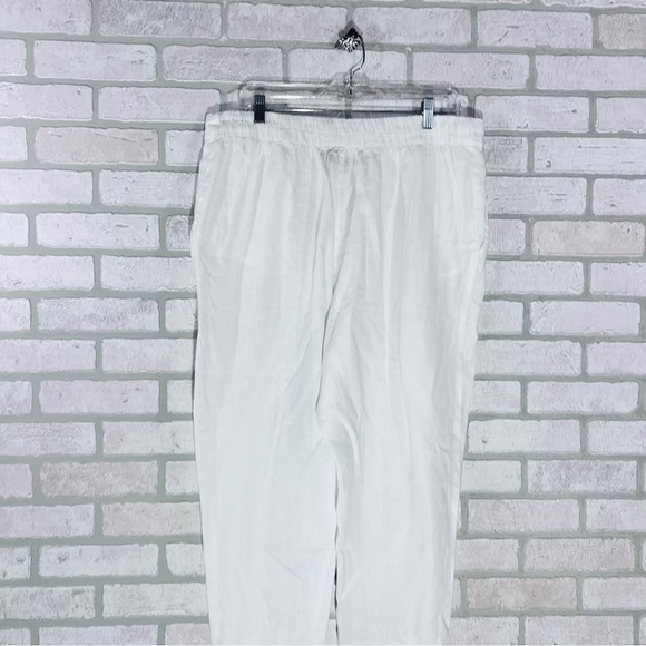Flax Linen Pull on Full Length Straight Leg Pants in White Size M - Picture 5 of 9